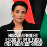 Hungarian President Novak resigned live on television, amid mounting criticism over her decision to pardon a man.