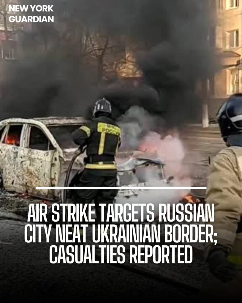 At least five people are dead in an air strike on the Russian city of Belgorod, the province's governor says.