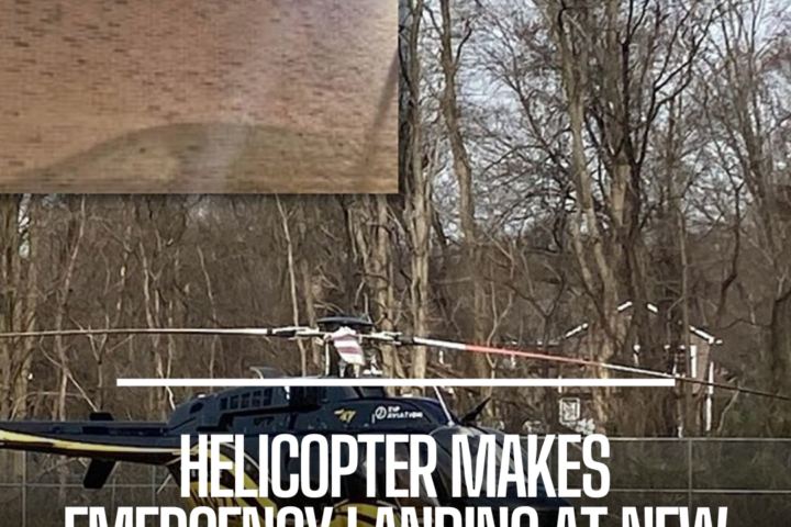 A helicopter was pushed into an emergency landing at Middletown High School North in New Jersey.