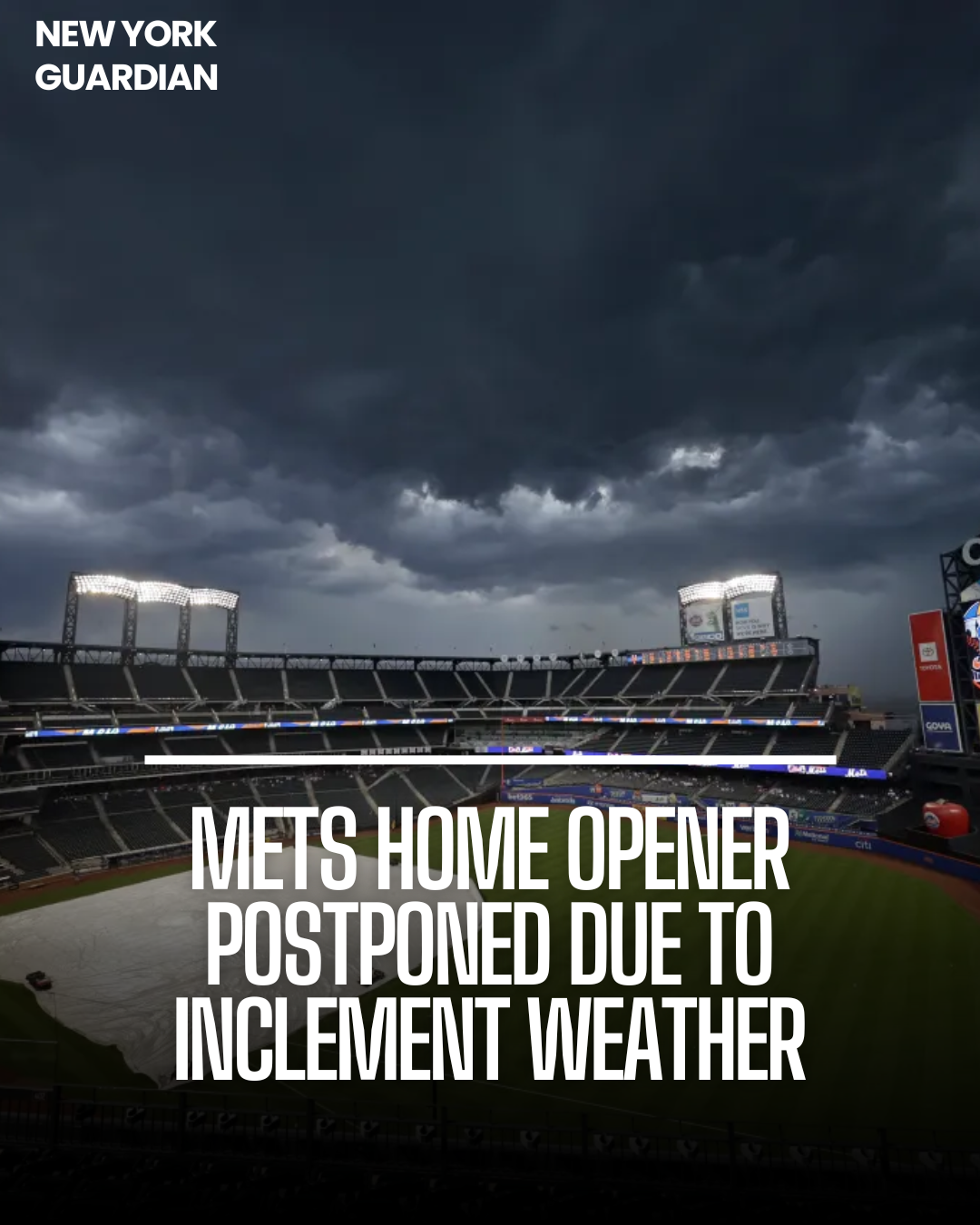 The New York Mets' highly anticipated home opener at CitiField has been postponed due to inclement weather.