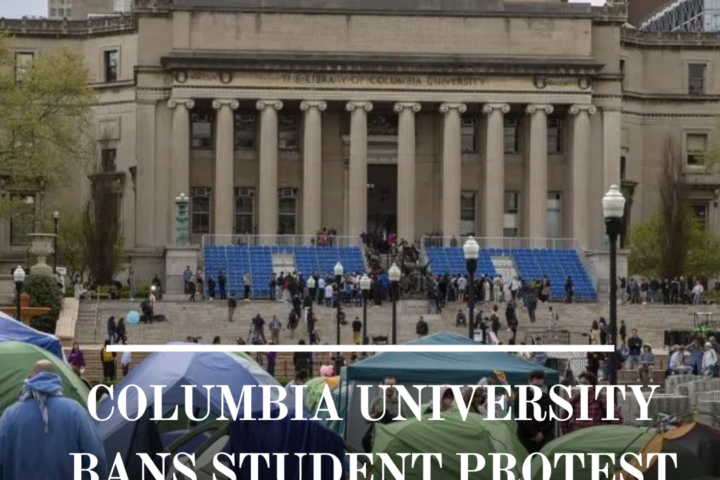 Columbia University has banned a student protest leader from campus after a video circulated.